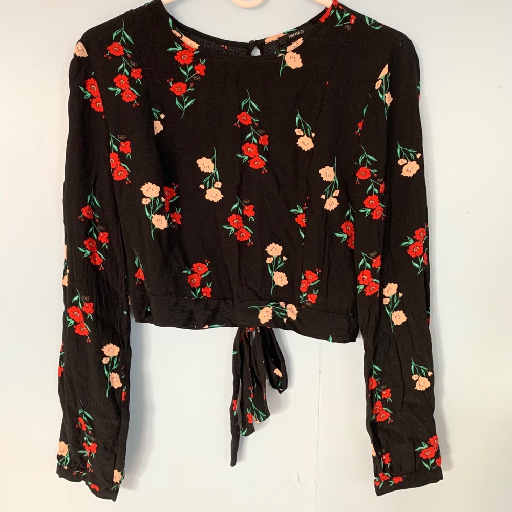 Crop floral long sleeve